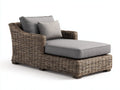 Sonnenliege aus Geflecht und Stoff 180 x 90 x 88 cm - Braun und Grau - Breite Liegefläche mit Armlehnen
