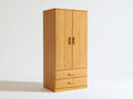Kleiderschrank aus Holzwerkstoff 90 x 55 x 190 cm - Naturfarben - modernes Design mit 2 Drehtüren und 2 Schubladen