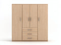 Kleiderschrank aus Holzwerkstoff 180 x 55 x 200 cm - Helle Eiche - 4 Türen und 3 Schubladen