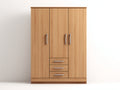 Kleiderschrank mit 3 Türen und 3 Schubladen aus Holzwerkstoff 140 x 55 x 190 cm - Eichefarben - Modernes Stauraumdesign für Schlafzimmer und Ankleidezimmer