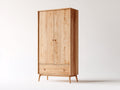 Kleiderschrank aus Holzwerkstoff 100 x 55 x 190 cm - Natur - Skandinavischer 2-Türer mit 1 Schublade und erhöhten Holzfüßen