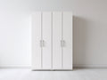 Kleiderschrank aus Holzwerkstoff 160 x 55 x 200 cm - Weiß und silberfarben - modernes Design mit 4 Drehtüren