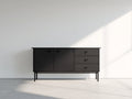 Dielenschrank aus Holzwerkstoff 145 x 42 x 80 cm - Schwarz und Dunkelbraun - modernes Design mit 2 Türen und 3 Schubladen
