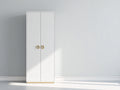 Kleiderschrank mit 2 Türen aus Holzwerkstoff 80 x 50 x 190 cm - Weiß mit goldfarbenen Details - Schlankes modernes Design für Schlafzimmer und Ankleidezimmer