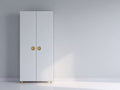 Kleiderschrank aus Holzwerkstoff 90 x 55 x 200 cm - Weiß und messingfarben - modernes Design mit 2 Drehtüren