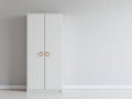 Kleiderschrank - Kleiderschrank aus Holzwerkstoff 90 x 52 x 190 cm - Weiß und Goldfarben - 2 Türen mit Ringgriffen - Modernes Design