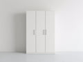 Kleiderschrank - Kleiderschrank aus Holzwerkstoff 120 x 52 x 190 cm - Weiß und Silberfarben - 3 Türen mit Bügelgriffen - Modernes Design