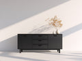Dielenschrank aus Holzwerkstoff mit 2 Türen und 3 Schubladen 160 x 40 x 78 cm - Schwarz - Moderner Stauraumschrank für Flur und Eingangsbereich