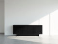 Dielenschränke aus Holzwerkstoff 160 x 40 x 70 cm - Schwarz - Moderne Lamellenfront mit geschlossenem Stauraum