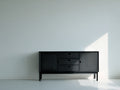 Dielenschrank aus Holzwerkstoff mit 2 Türen und 3 Schubladen 150 x 40 x 80 cm - Schwarz - Moderner Stauraumschrank für Flur und Eingangsbereich